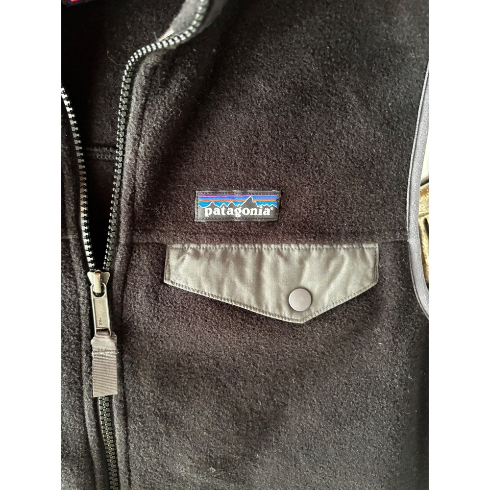 Patagonia Synchilla Fleece Vest Mens Medium Black Sunoco Logo Full Zip - Picture 3 of 7